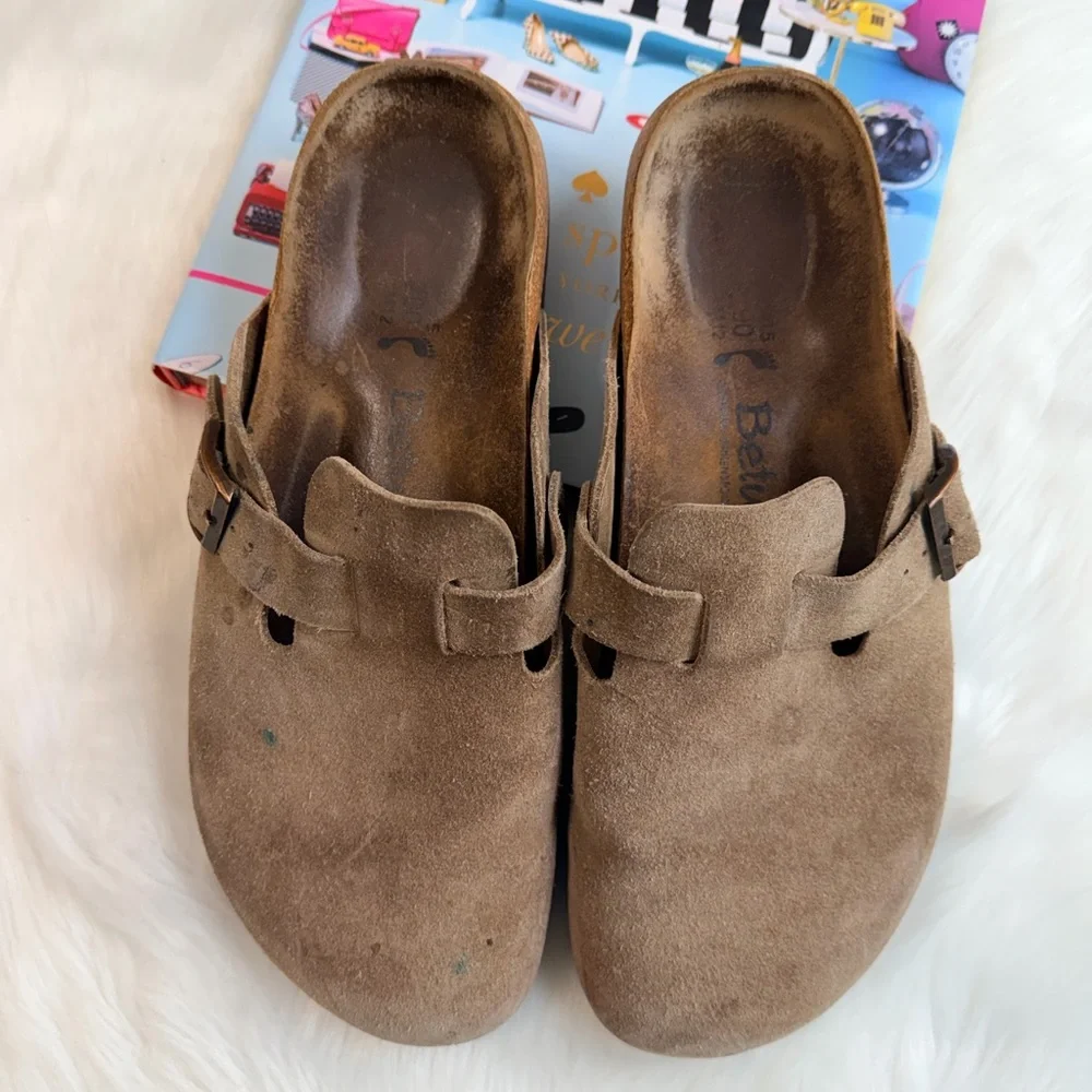 Birkenstock Tan Suede Men's Buckle Sandals